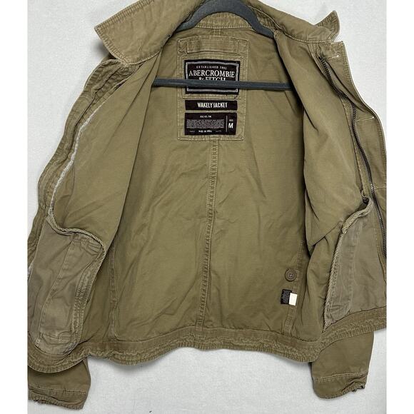 Abercrombie & Fitch Jacket Mens Medium Khaki Wakely Utility Button Up Preppy Y2K - Picture 3 of 11
